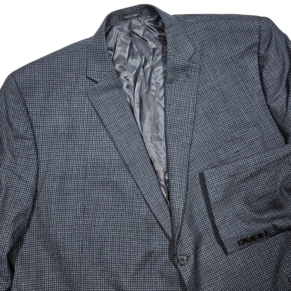 Lauren Ralph Lauren Sport Coat Mens 54R Grey Blue Houndstooth Wool Blend Preppy